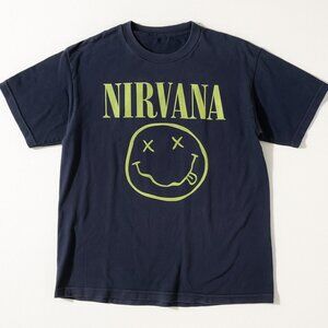 Nirvana Black Smiley Face Band T Shirt Short Sleeve Mens Medium Grunge Y2K
